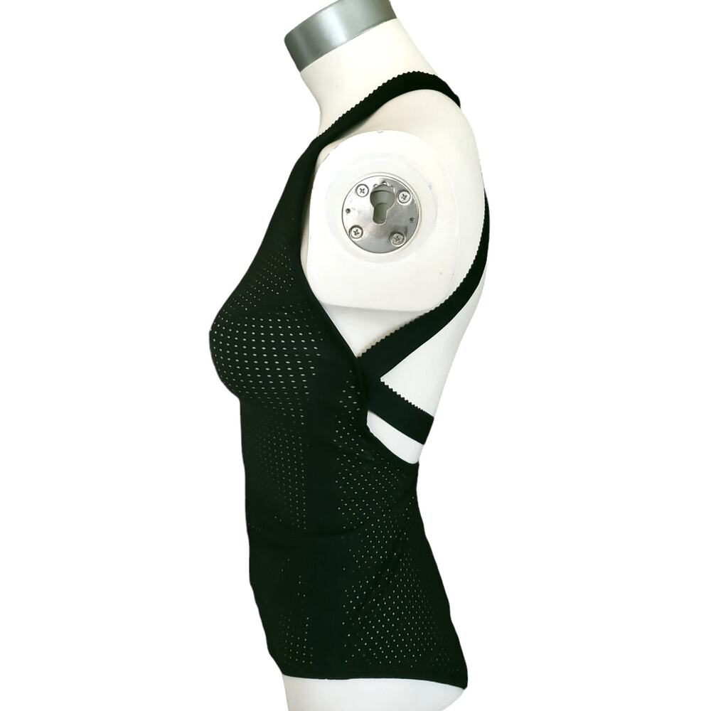 WARD WHILLAS Palmer reversible perforated one piece swimsuit black pea green XS - Picture 5 of 10